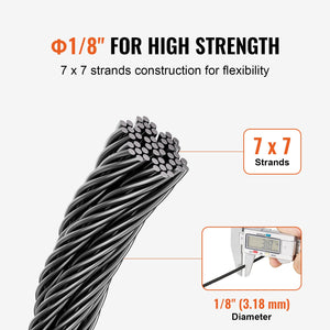 Stainless Steel Cable | T316 3.18mm 7x7 Wire Rope | 152.4m for Railing & Rigging