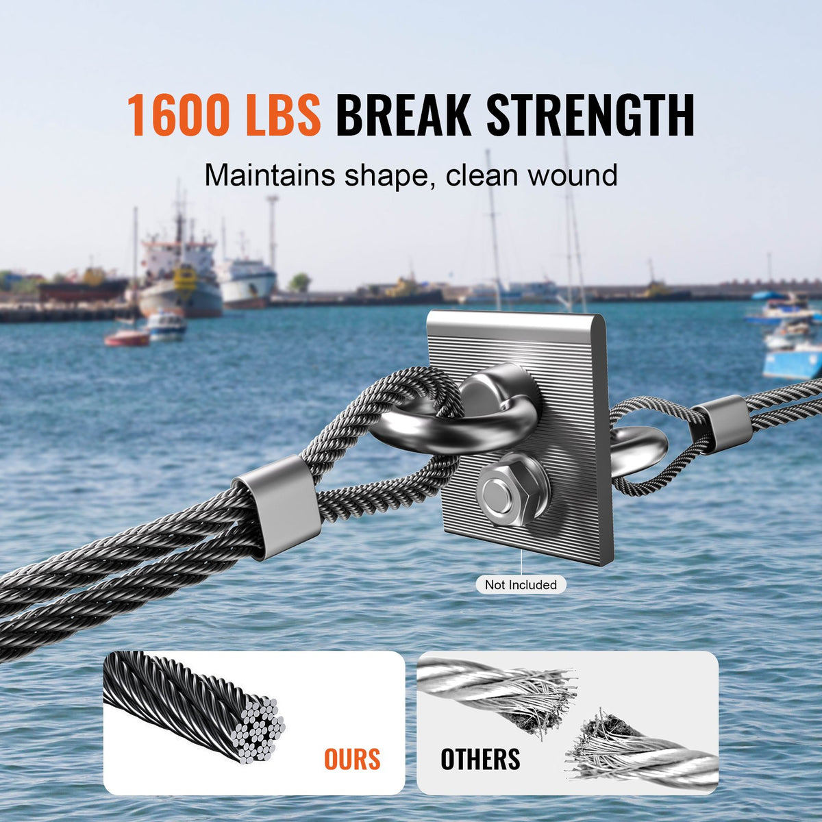Stainless Steel Cable | T316 3.18mm 7x7 Wire Rope | 152.4m for Railing & Rigging