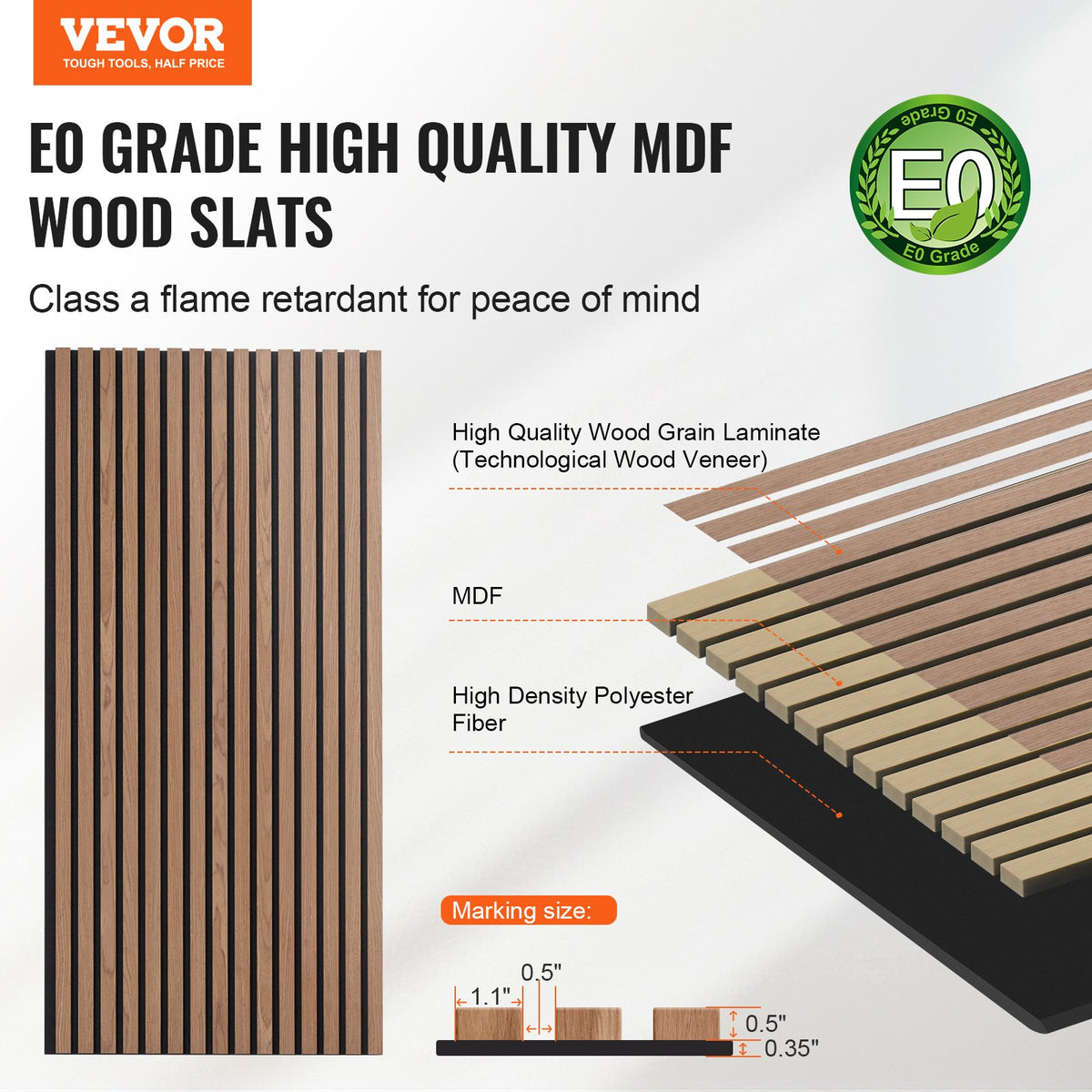 Wood Slat Acoustic Panels | 23.6"x47.2" Modern Wall Panels | Walnut Finish