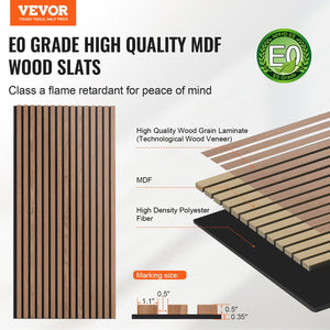 Wood Slat Acoustic Panels | 23.6"x47.2" Modern Wall Panels | Walnut Finish