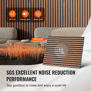 Wood Slat Acoustic Panels | 23.6"x47.2" Modern Wall Panels | Walnut Finish