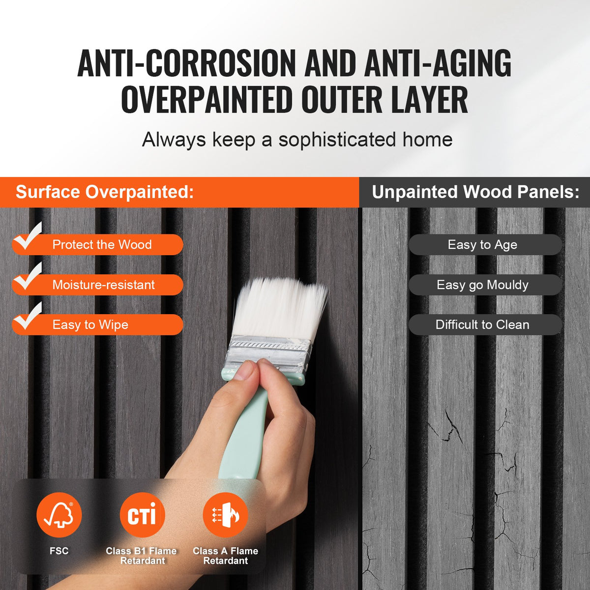 Wood Slat Acoustic Panels | 23.6"x47.2" Modern Wall Cladding | Black Oak Finish