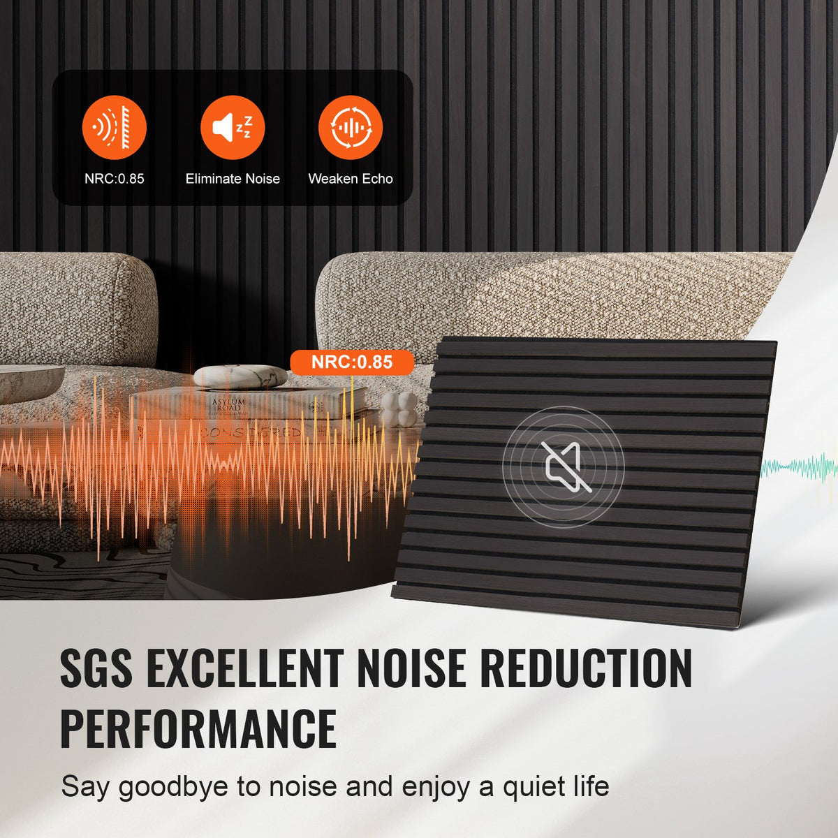 Wood Slat Acoustic Panels | 23.6"x47.2" Modern Wall Cladding | Black Oak Finish