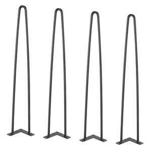 Hairpin Furniture Legs 711.2mm | Heavy Duty Metal Table Legs with Rubber Floor Protectors | 226.8kg Capacity | 4 Pack | Black