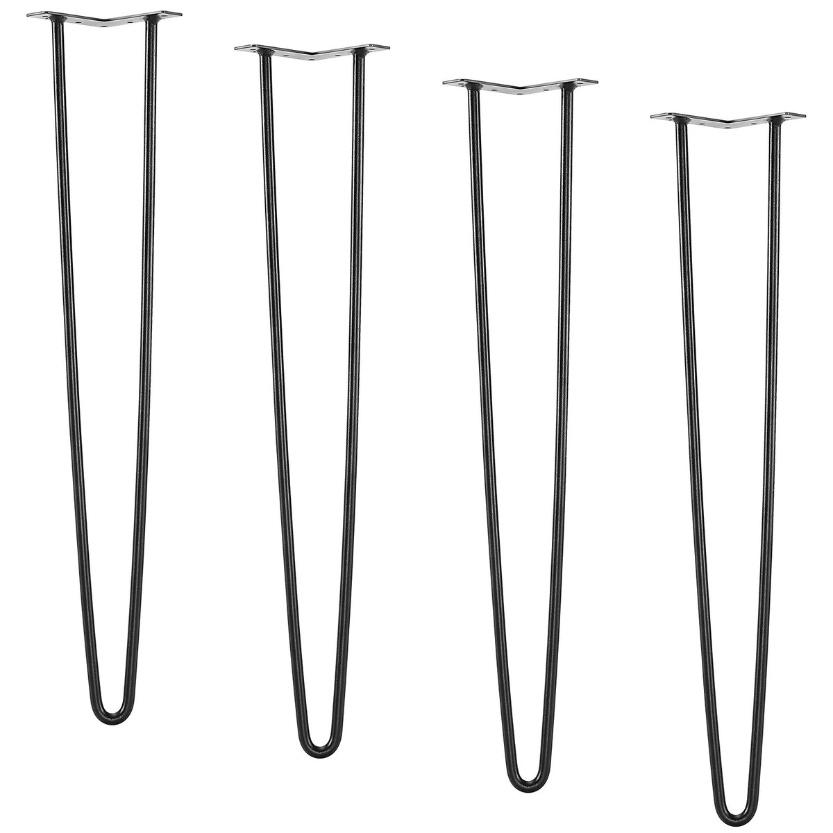 Hairpin Furniture Legs 711.2mm | Heavy Duty Metal Table Legs with Rubber Floor Protectors | 226.8kg Capacity | 4 Pack | Black