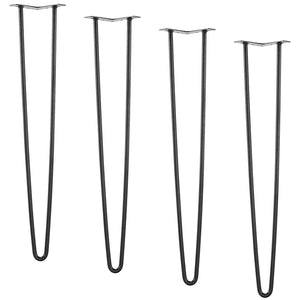 Hairpin Furniture Legs 711.2mm | Heavy Duty Metal Table Legs with Rubber Floor Protectors | 226.8kg Capacity | 4 Pack | Black