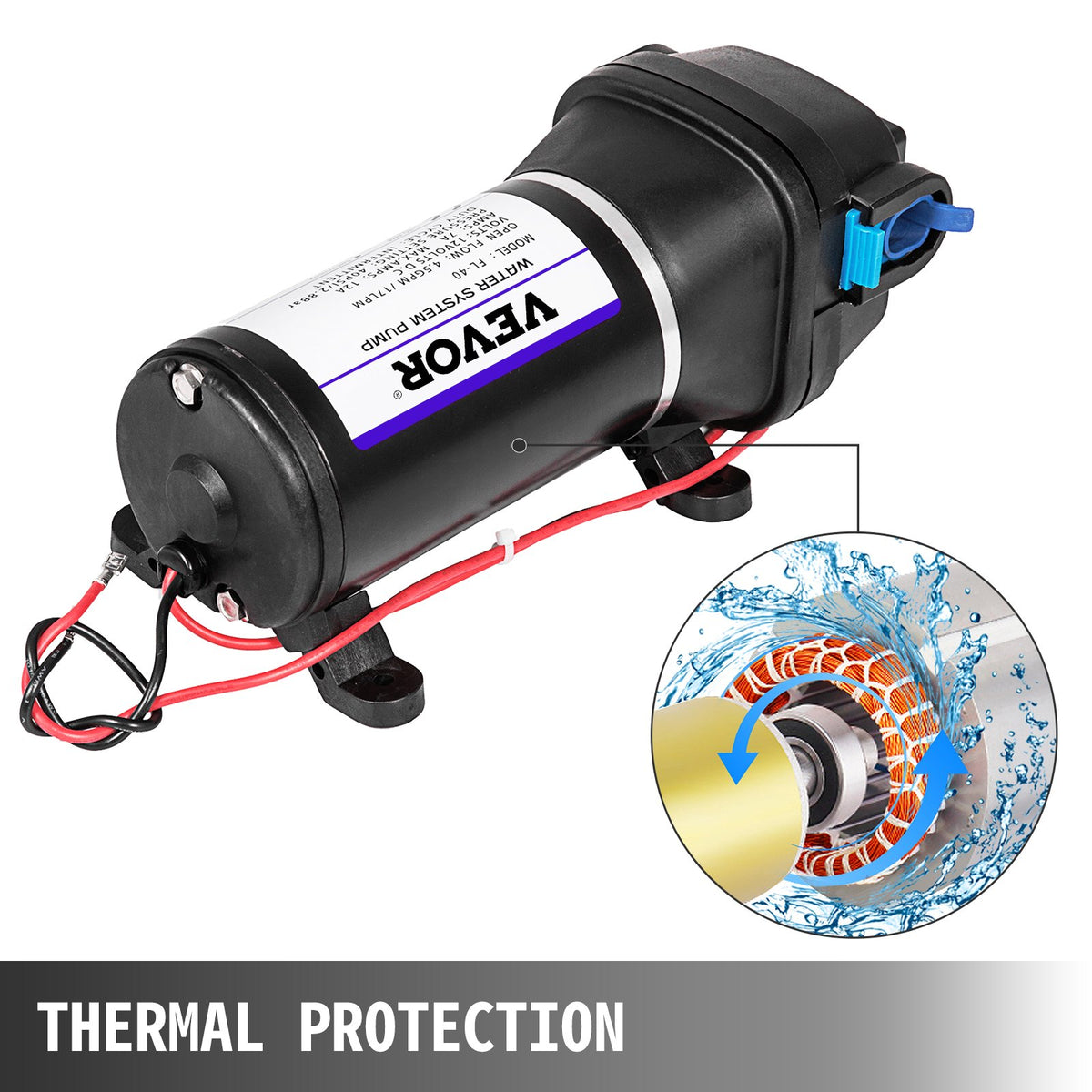 Water Pressure Pump | 12V 40PSI Self-Priming 17L/Min for RV/Marine