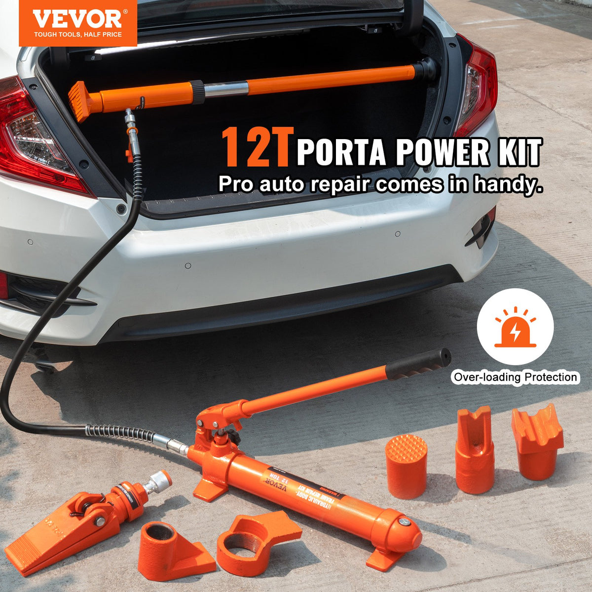 Hydraulic Jack Kit | 12 Ton Porta Power Body Frame Repair Set with Air Pump