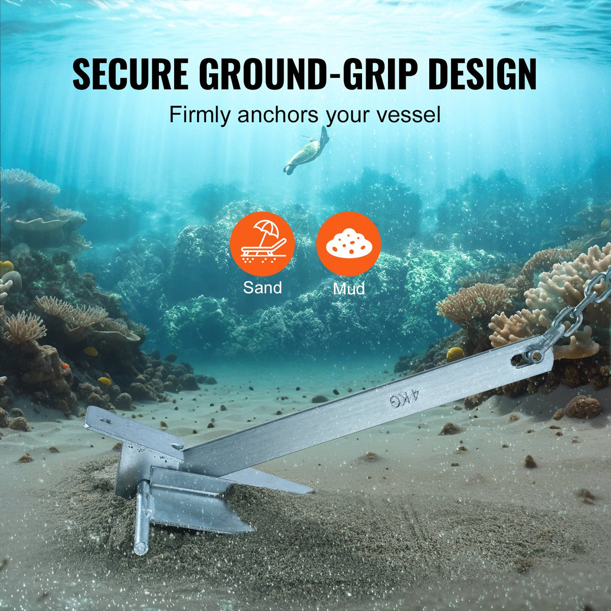 Fluke Anchor Kit | 8.5lb Galvanized Steel with Chain, Rope & Shackles
