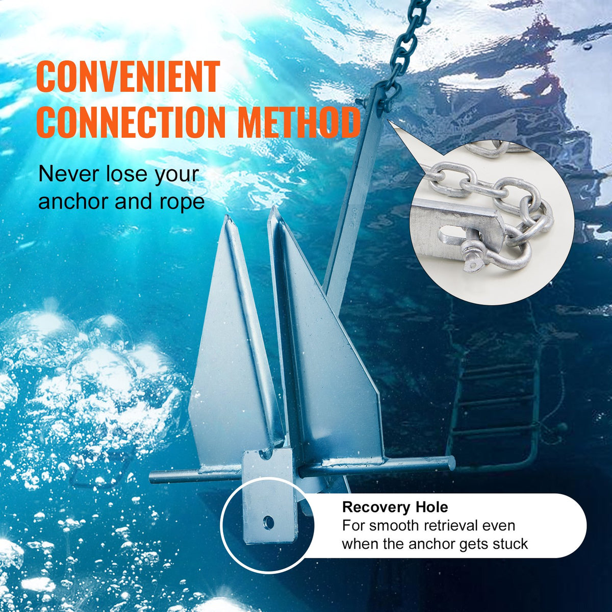 Fluke Anchor Kit | 8.5lb Galvanized Steel with Chain, Rope & Shackles