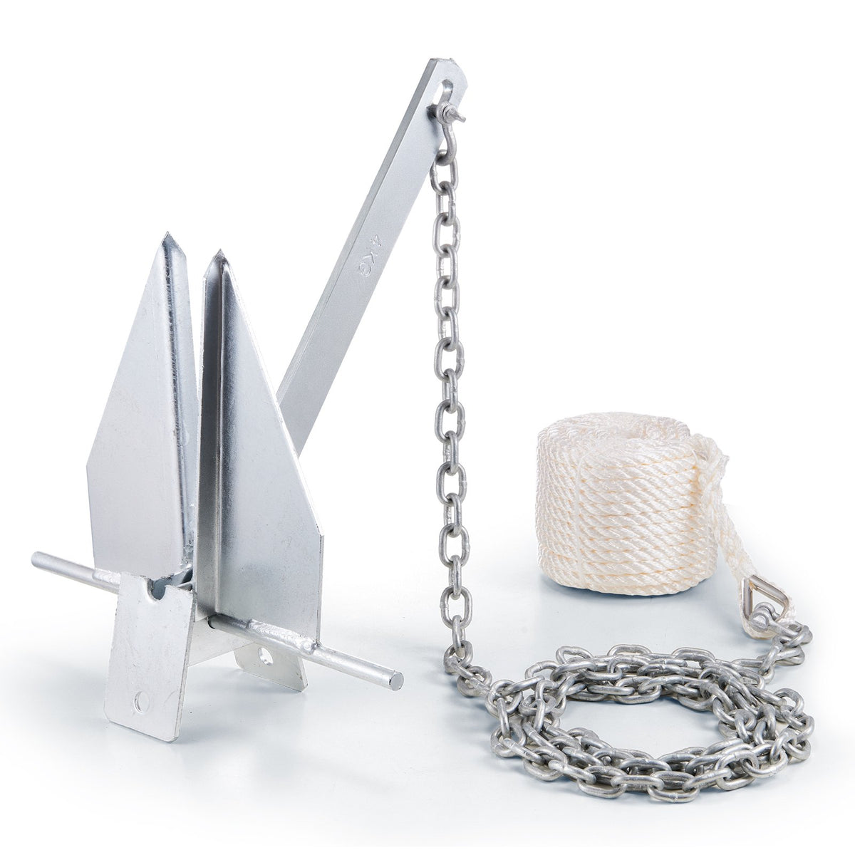 Fluke Anchor Kit | 8.5lb Galvanized Steel with Chain, Rope & Shackles