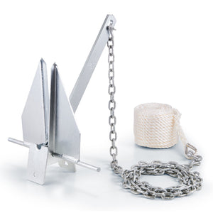 Fluke Anchor Kit | 8.5lb Galvanized Steel with Chain, Rope & Shackles