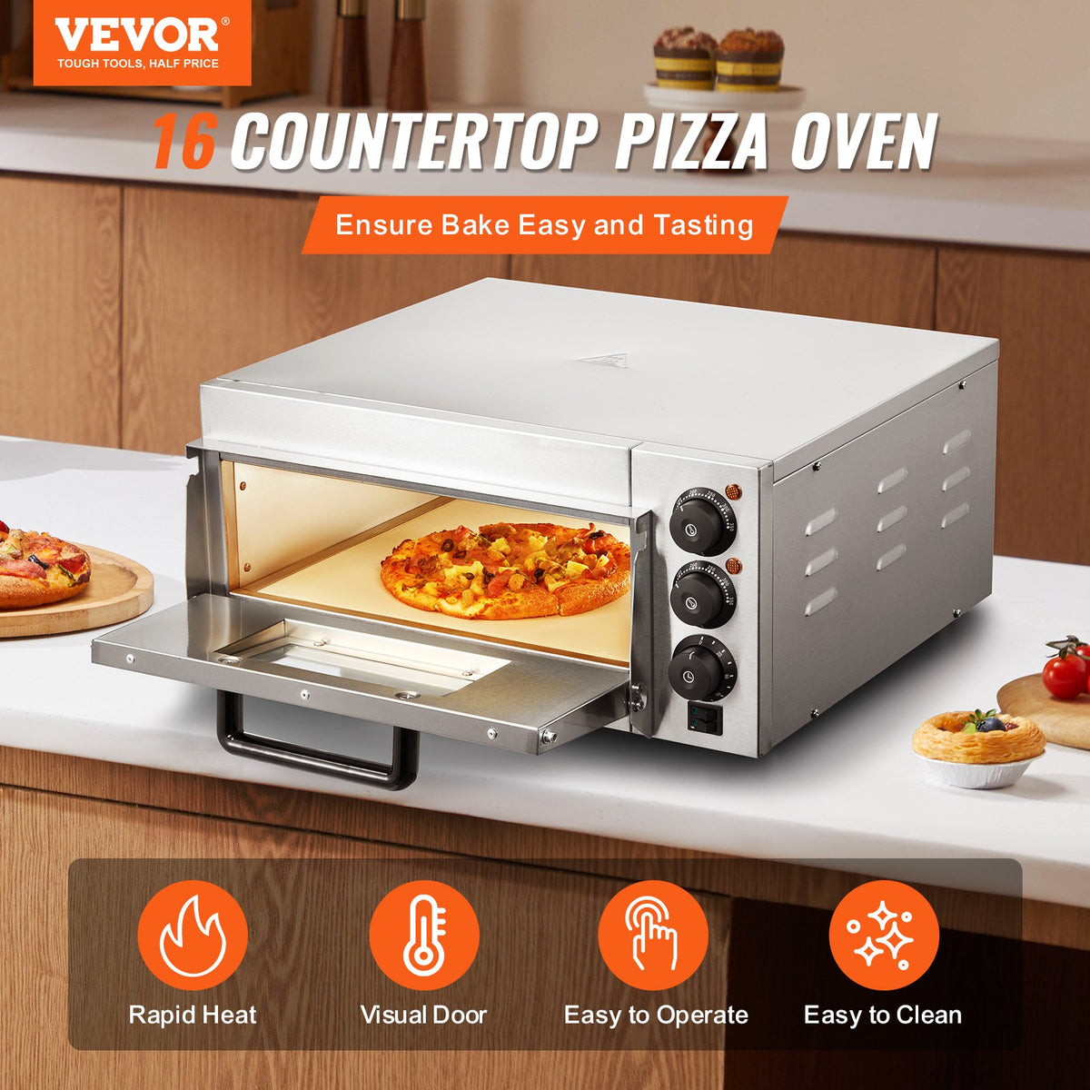 Countertop Pizza Oven | Electric 16" Pizza Maker | Indoor Commercial