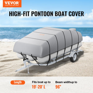 Pontoon Boat Cover | 800D Waterproof Trailerable | 19–20 ft