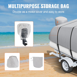 Pontoon Boat Cover | 800D Waterproof Trailerable | 19–20 ft