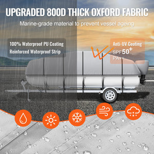 Pontoon Boat Cover | 800D Waterproof Trailerable | 23–24 ft
