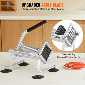 Commercial Vegetable Slicer | 1/2" Stainless Steel & Aluminum Manual Cutter | For Potatoes, Onions & Lemons