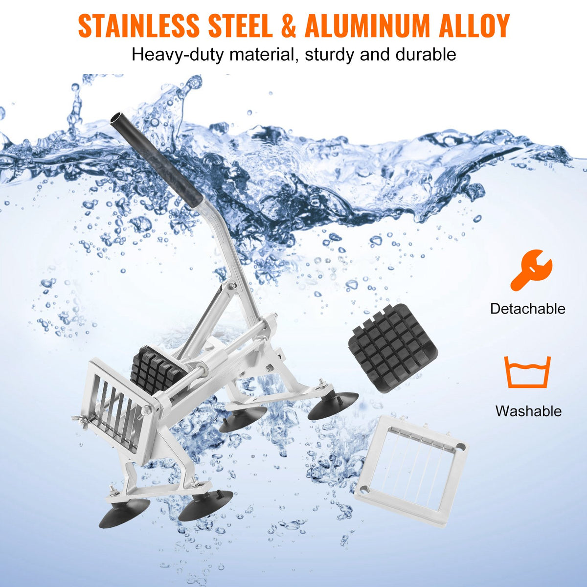 Commercial Vegetable Slicer | 1/2" Stainless Steel & Aluminum Manual Cutter | For Potatoes, Onions & Lemons