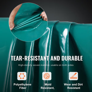PVC Waterproof Tarp 16.5x29.5ft | Heavy Duty Green Tarpaulin with Grommets & Reinforced Edges