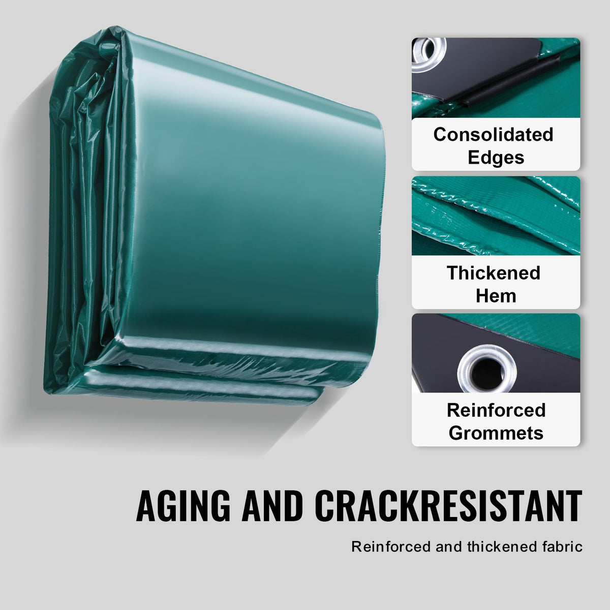 PVC Waterproof Tarp 16.5x29.5ft | Heavy Duty Green Tarpaulin with Grommets & Reinforced Edges