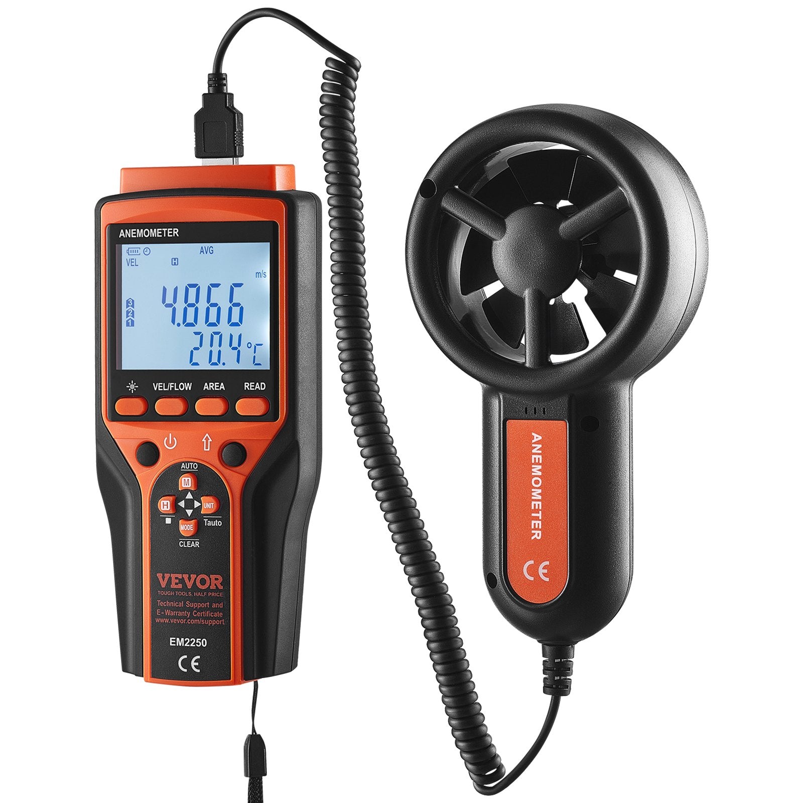 Handheld Anemometer | Digital Wind Speed, Temperature & CFM Meter with Backlight