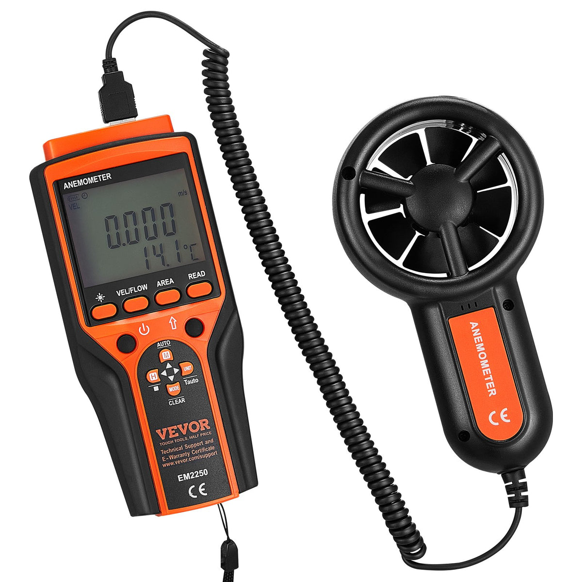 Handheld Anemometer | Digital Wind Speed, Temperature & CFM Meter with Backlight
