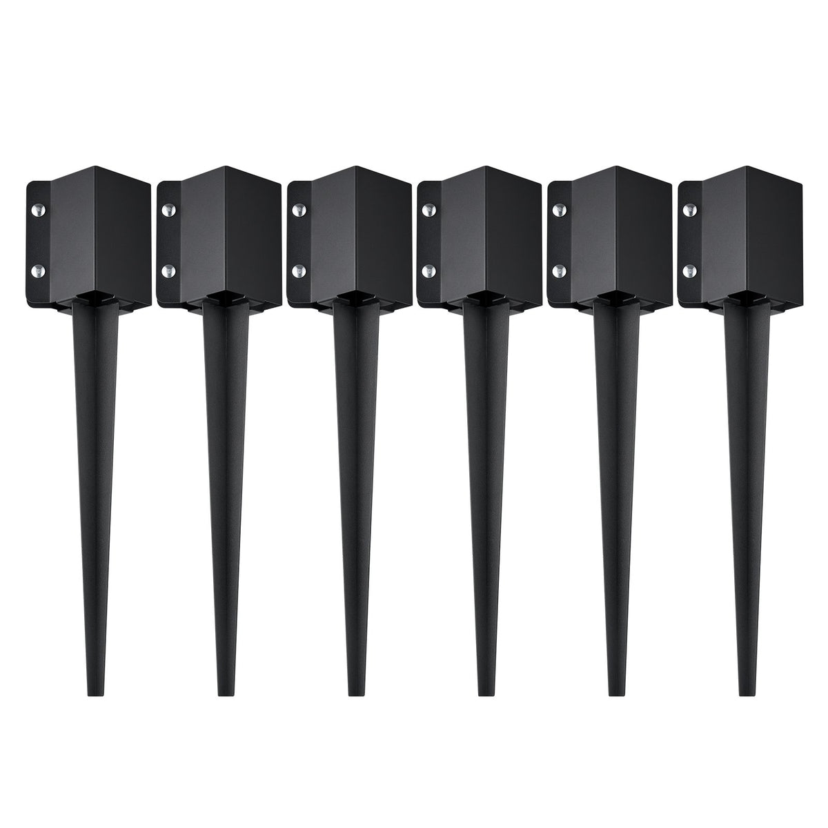 Fence Post Anchors | 6-Pack 24"x4"x4" Ground Spikes for Metal Fence Posts