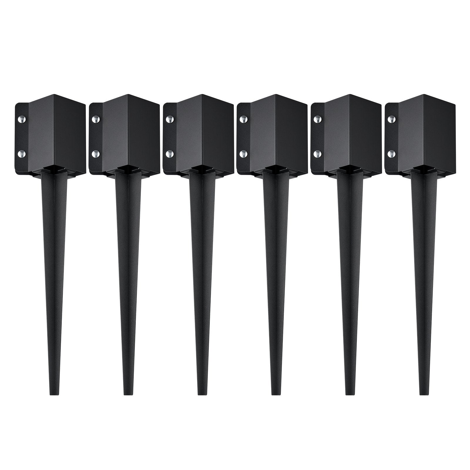 Fence Post Anchors | 6-Pack 24"x4"x4" Ground Spikes for Metal Fence Posts