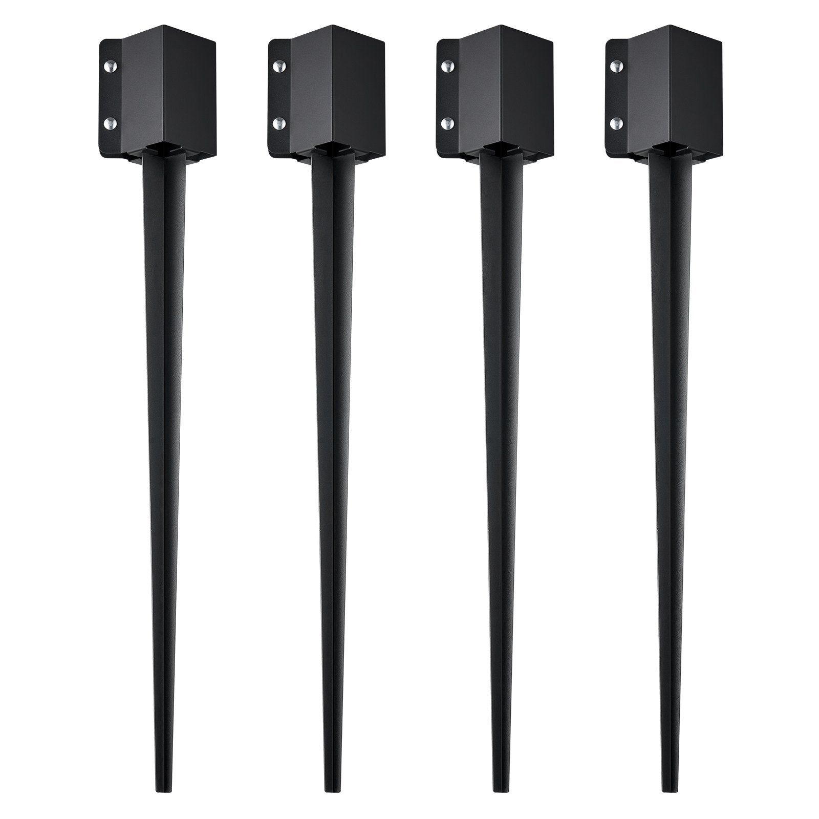 Fence Post Anchors | 4-Pack 36"x4"x4" Ground Spikes for Metal Fence Posts