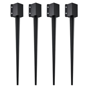 Fence Post Anchors | 4-Pack 36"x4"x4" Ground Spikes for Metal Fence Posts