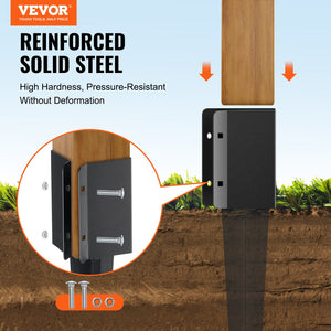 Fence Post Anchors | 4-Pack 36"x4"x4" Ground Spikes for Metal Fence Posts