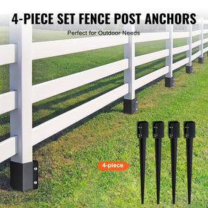 Fence Post Anchors | 4-Pack 36"x4"x4" Ground Spikes for Metal Fence Posts