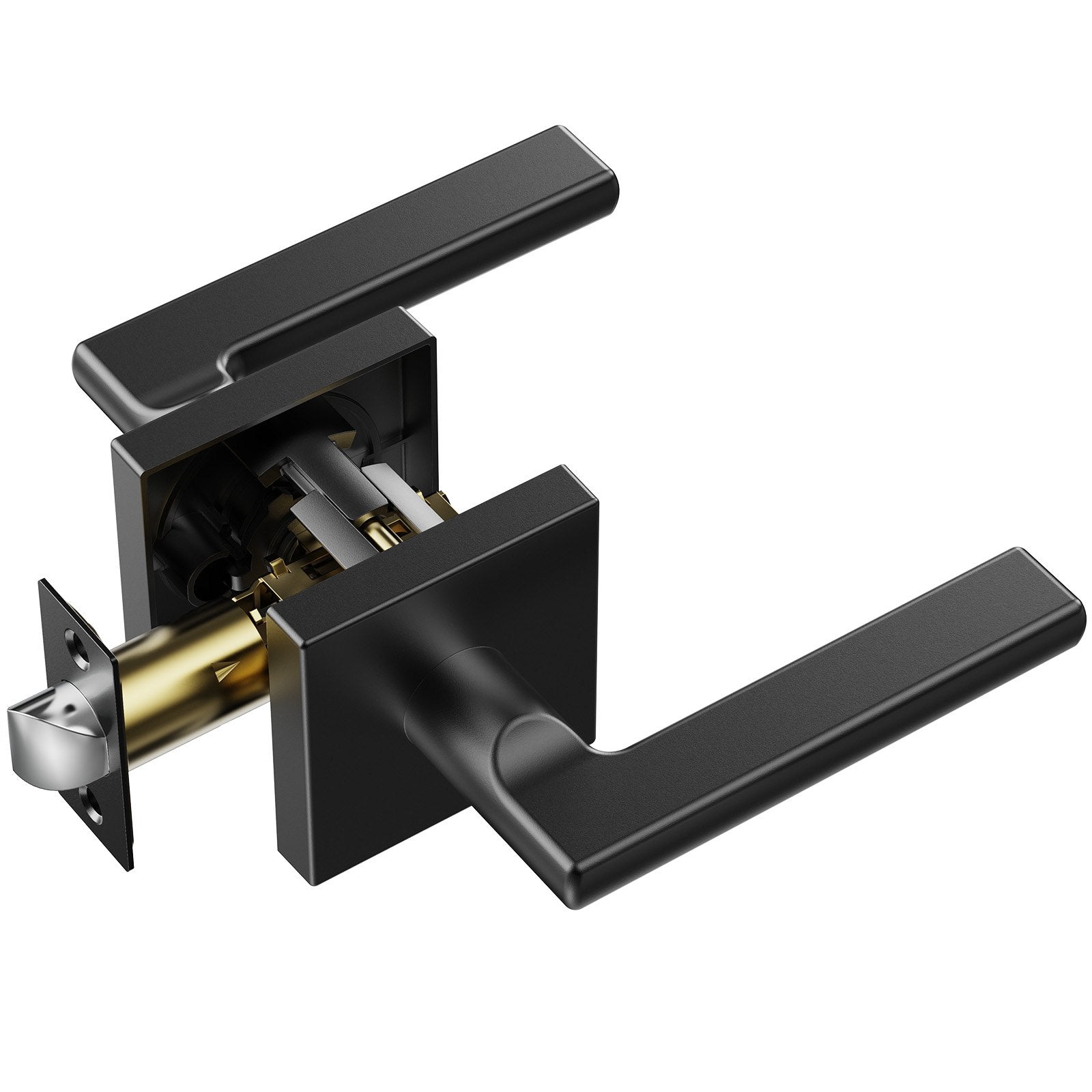 Passage Door Handle 1 Pack | Matte Black Lever | Left or Right Reversible | Non-Locking Interior Door Handle for Hallways, Closets & Meeting Rooms