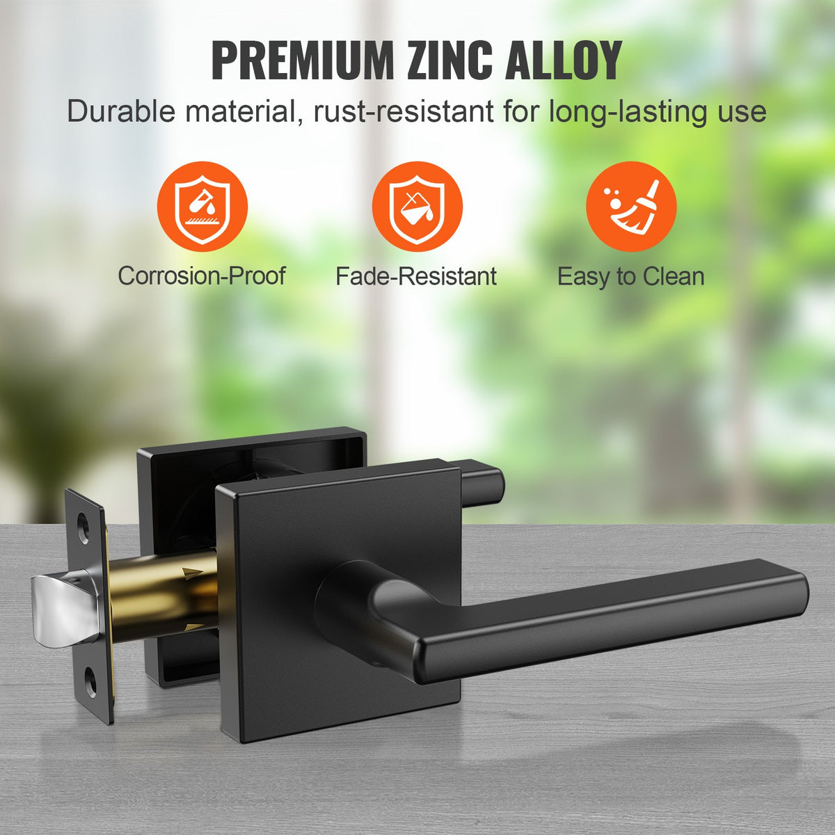 Passage Door Handle 1 Pack | Matte Black Lever | Left or Right Reversible | Non-Locking Interior Door Handle for Hallways, Closets & Meeting Rooms