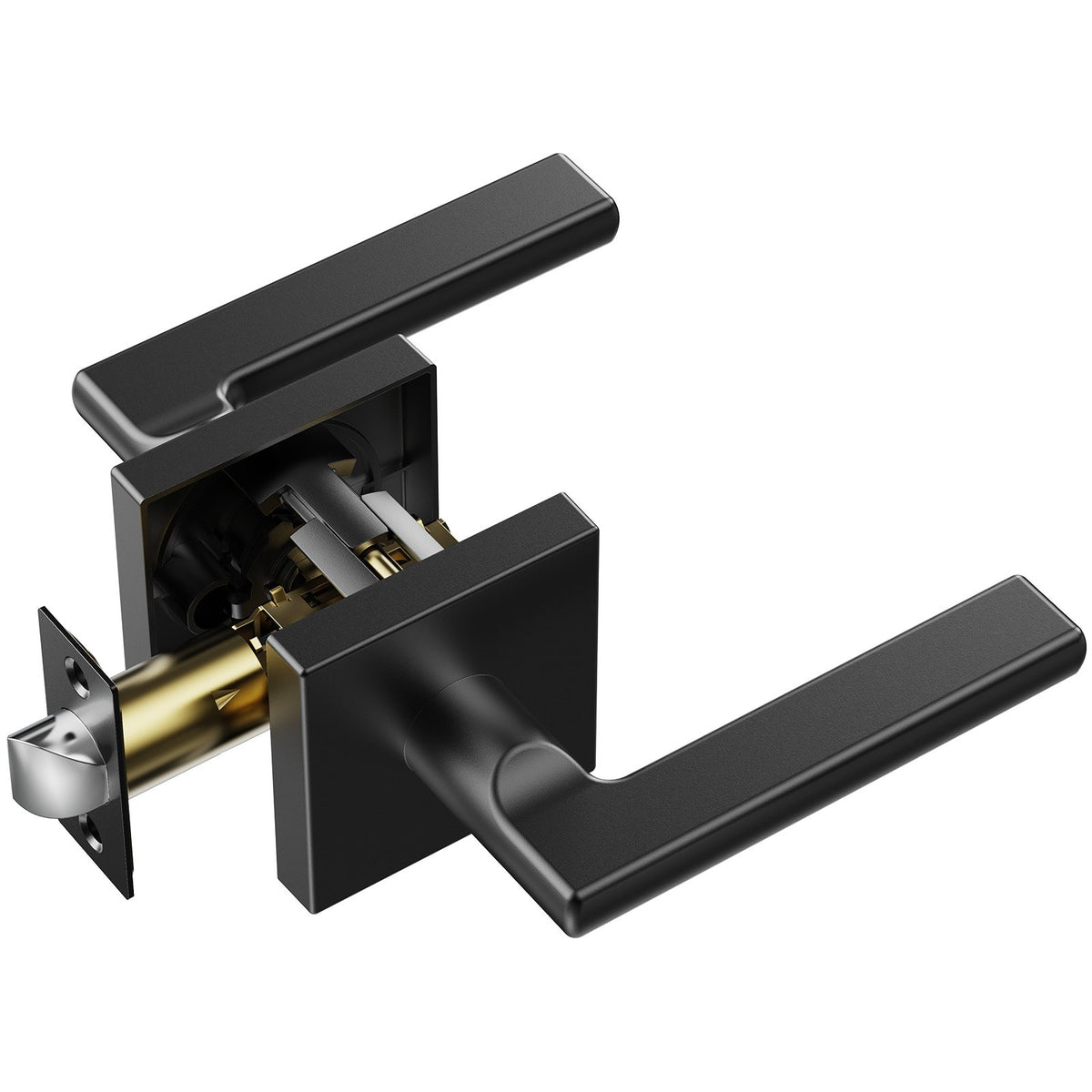 Passage Door Handle 1 Pack | Matte Black Lever | Left or Right Reversible | Non-Locking Interior Door Handle for Hallways, Closets & Meeting Rooms