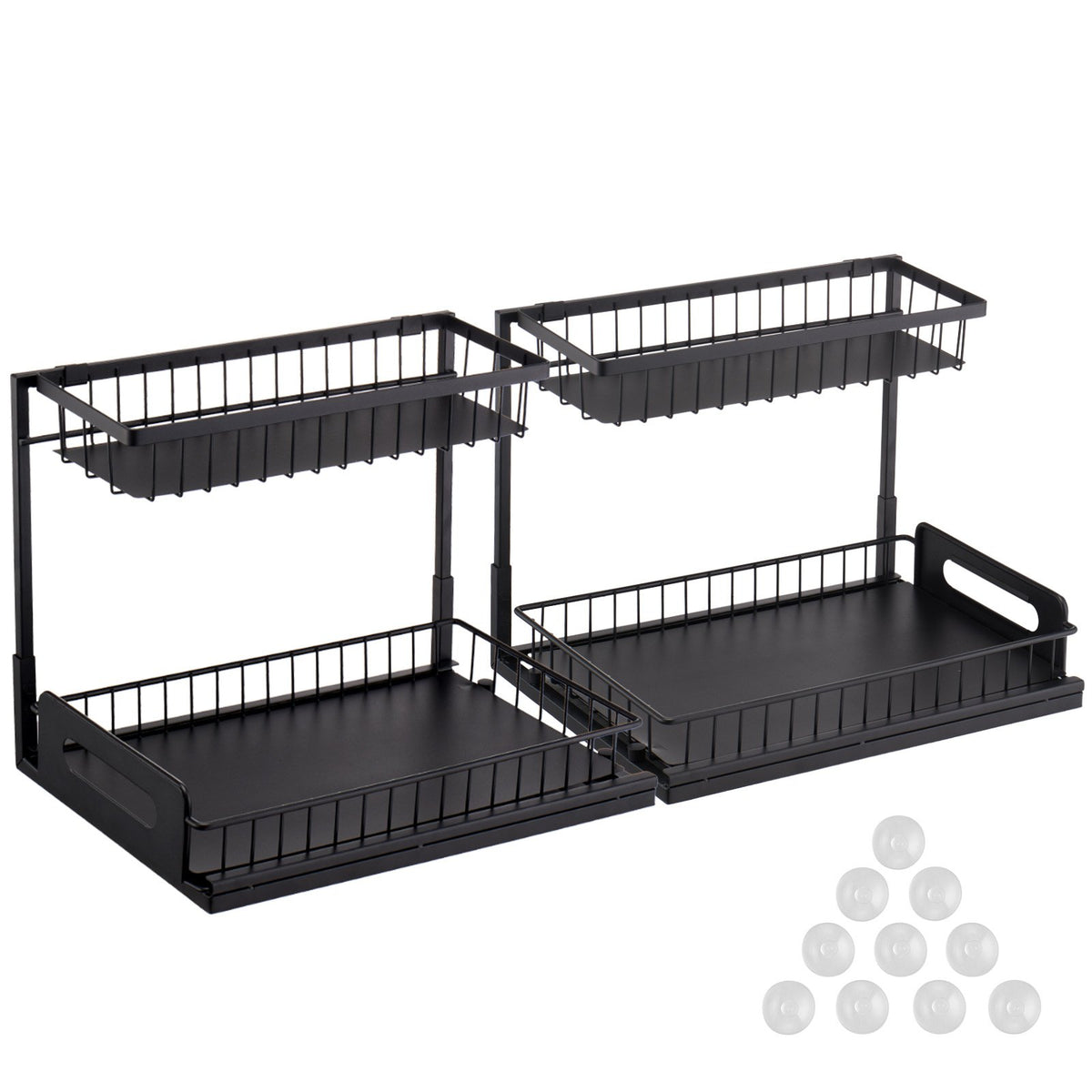 Pull-Out Cabinet Basket | 2-Tier Wire Under Sink Organizer | 2PCS