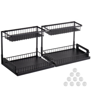 Pull-Out Cabinet Basket | 2-Tier Wire Under Sink Organizer | 2PCS