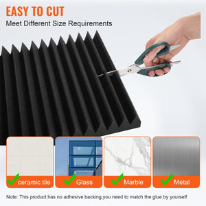 Acoustic Foam Panels | 50-Pack 12x12x2" for Studio Wall & Ceiling