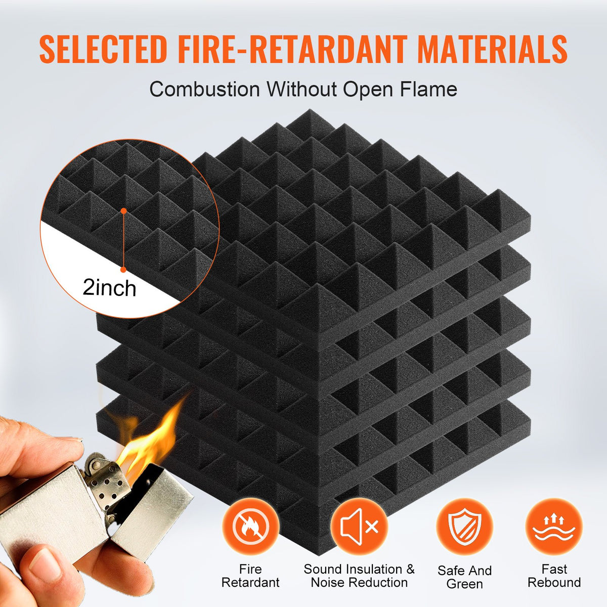 Acoustic Foam Panels | 24-Pack 12x12x2" for Studio Wall & Ceiling