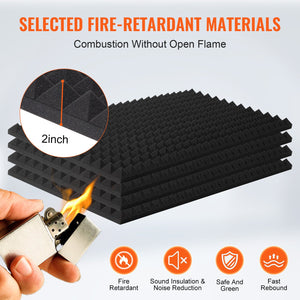 Acoustic Foam Panels 4 Pack | 48" x 24" x 2" | For Soundproofing Walls & Ceilings