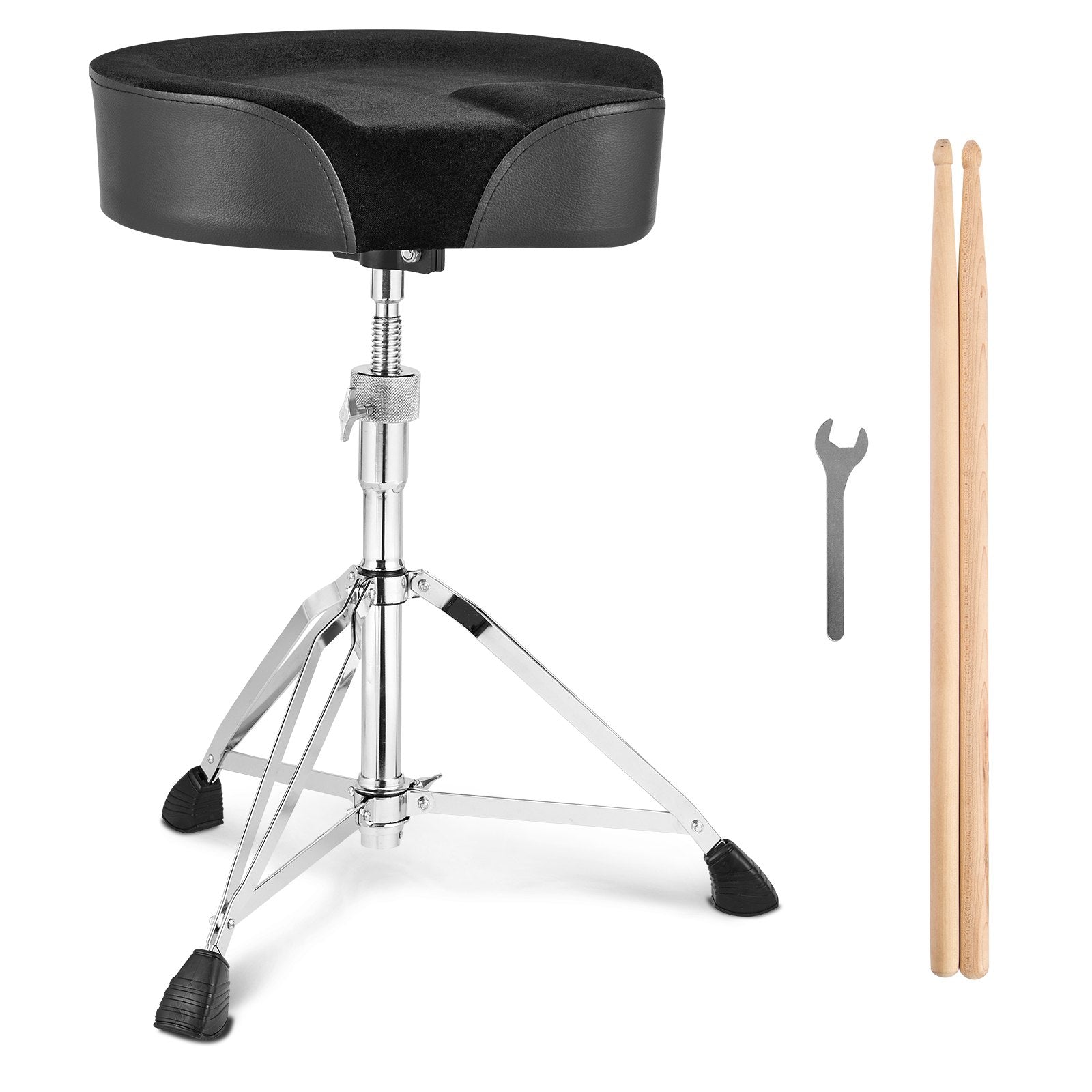 Drum Throne | 560–705mm Adjustable Padded Stool with Drumsticks | 227kg Capacity