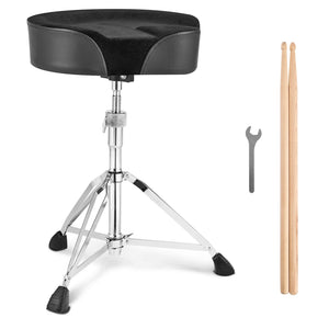 Drum Throne | 560–705mm Adjustable Padded Stool with Drumsticks | 227kg Capacity