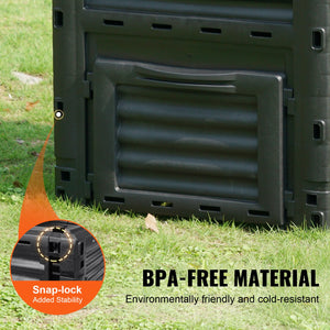 Garden Compost Bin 300L | Outdoor Composting Bin with Top Lid & Bottom Door
