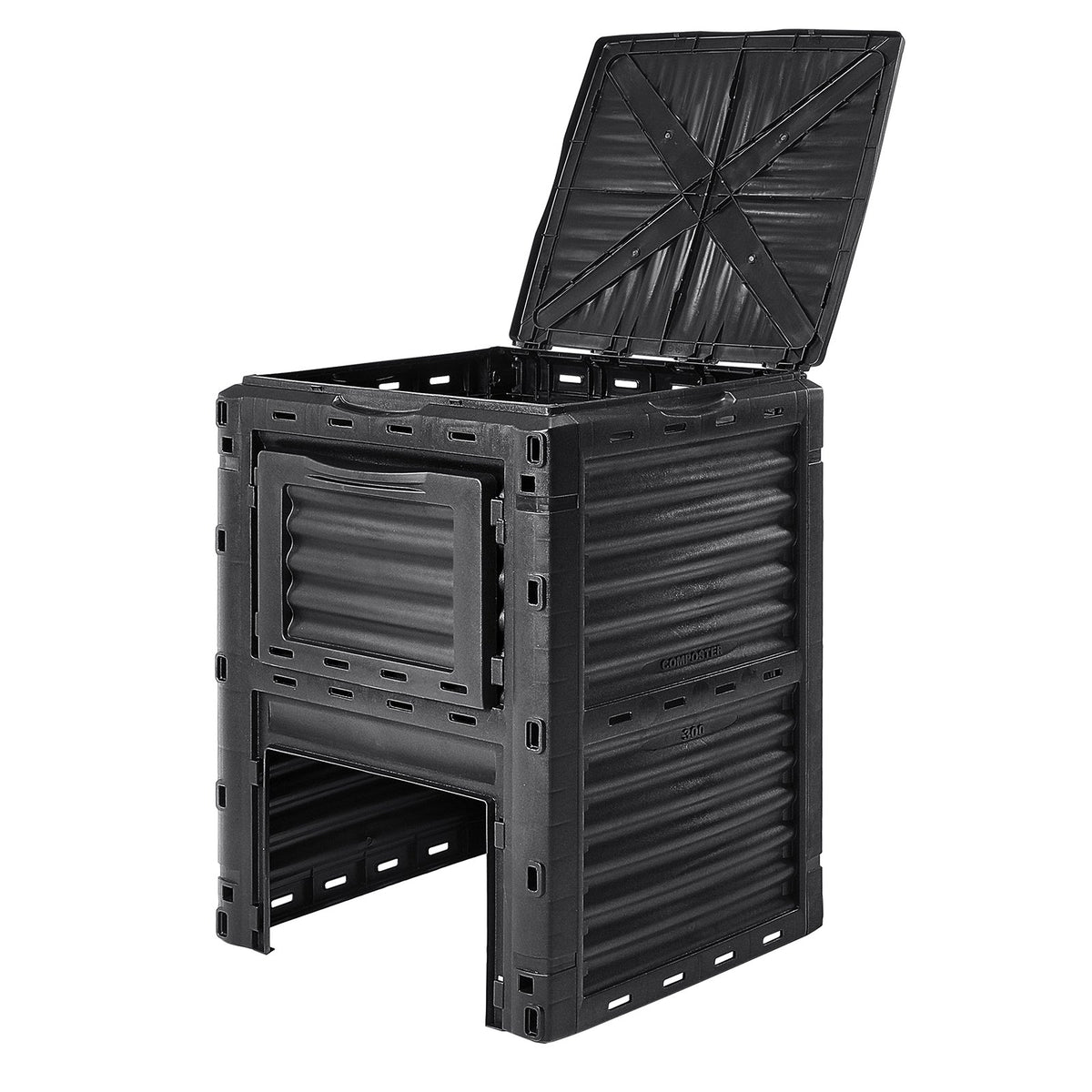 Garden Compost Bin 300L | Outdoor Composting Bin with Top Lid & Bottom Door