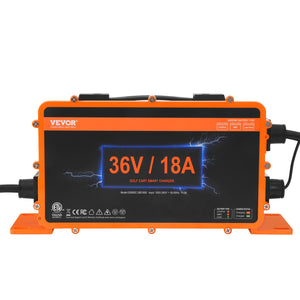 Golf Cart Battery Charger 18A | Smart Charger with Crowfoot Plug | Compatible with Lead-Acid & LiFePO4 Batteries