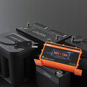 Golf Cart Battery Charger 18A | Smart Charger with Crowfoot Plug | Compatible with Lead-Acid & LiFePO4 Batteries