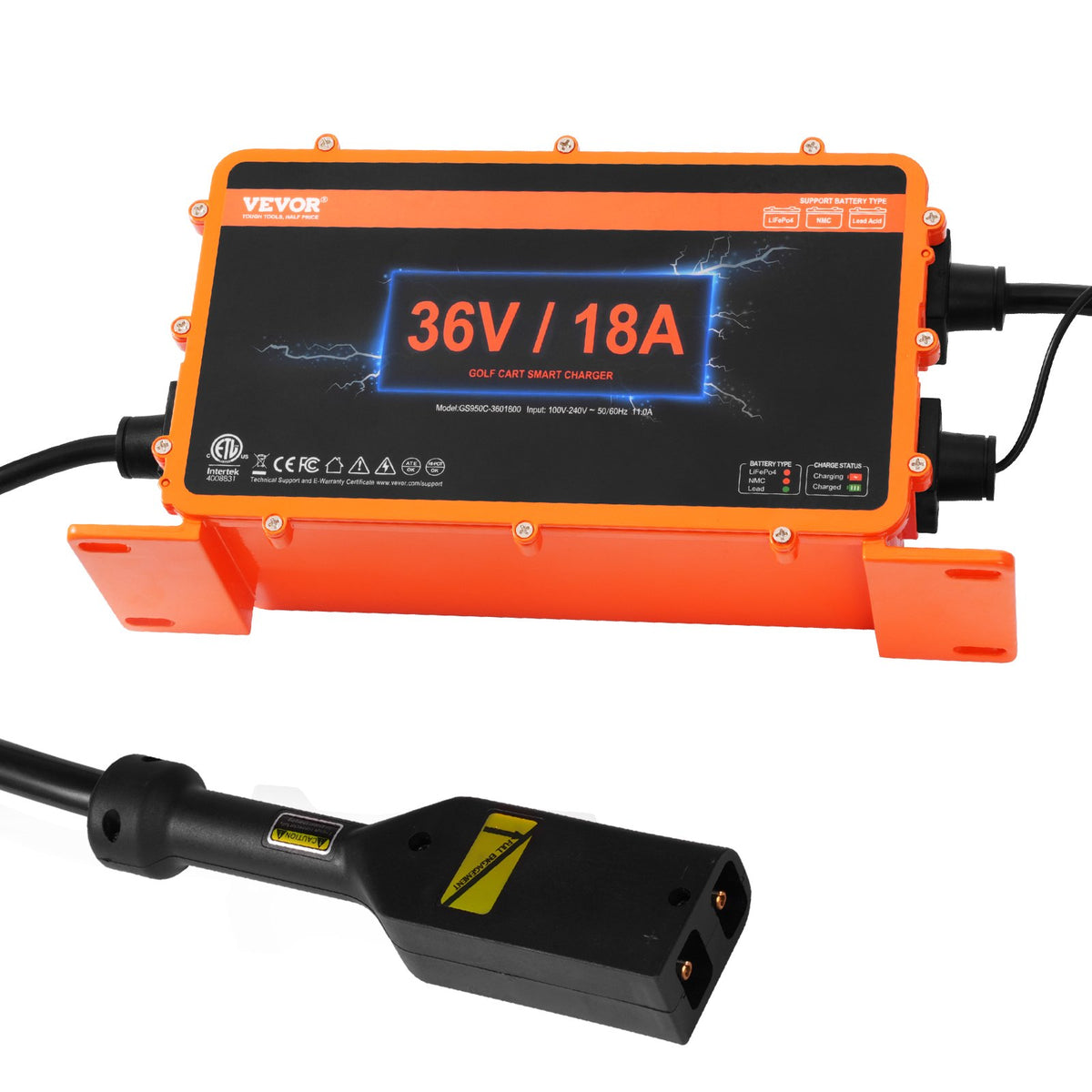 Golf Cart Charger | 18A Smart Battery Charger for EZGO D-Style | IP67