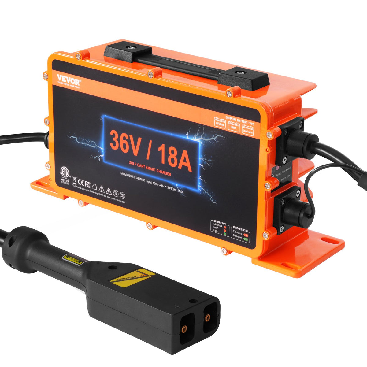 Golf Cart Charger | 18A Smart Battery Charger for EZGO D-Style | IP67
