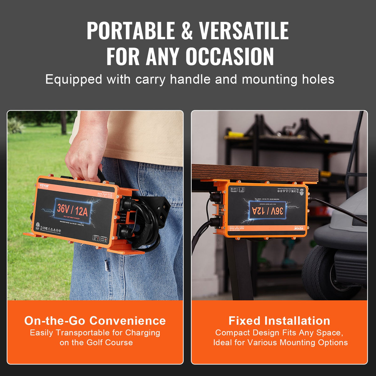 Golf Cart Charger | 12A Smart Battery Charger for EZGO | IP67