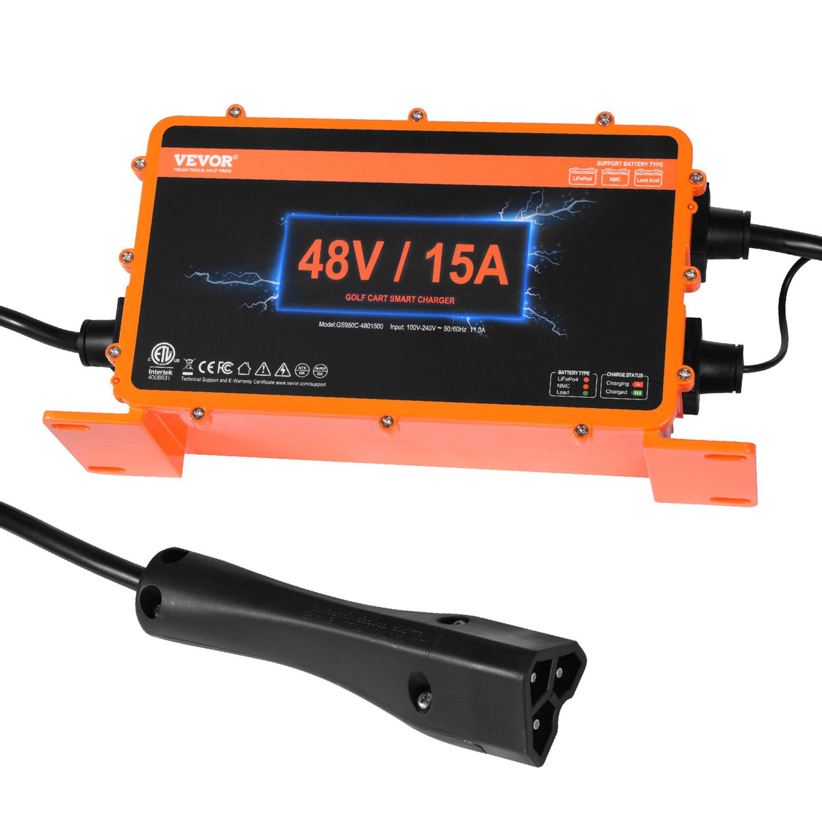 Golf Cart Battery Charger 15A | Smart Charger for EZGO TXT RXV | IP67 ETL Certified